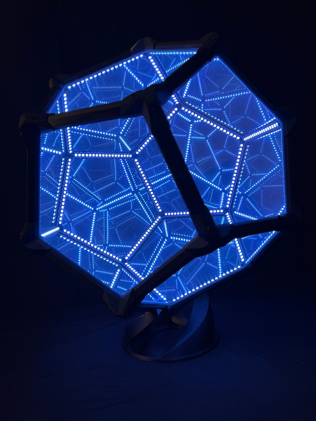 15" Carbon Fiber Dodecahedron Infinity Light · "Orion" · Sound-Reactive Kinetic LED Sculpture